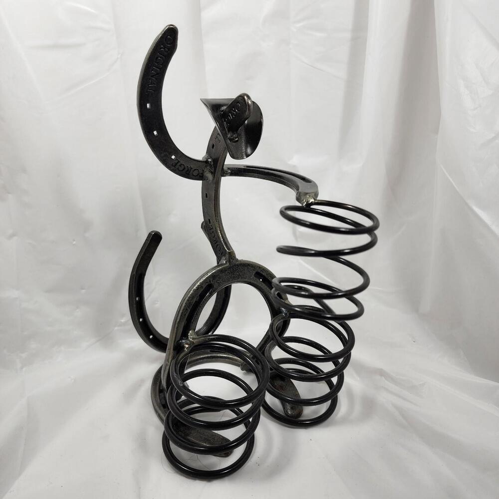 Nordic Forge Cowboy Horseshoe Art Bucking Bronc Rider Western Rodeo 12" Wine